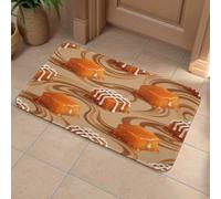 Orange Caramel Wave Front Door Mat, Heavy Duty Bathroom Rugs Durable Welcome Mat for Outdoor Indoor, Super Absorbent Bath Rugs for Entryway Outside Patio Porch, 40x60cm