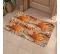Orange Caramel Wave Front Door Mat, Heavy Duty Bathroom Rugs Durable Welcome Mat for Outdoor Indoor, Super Absorbent Bath Rugs for Entryway Outside Patio Porch, 50x80cm