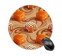 Orange Caramel Wave Mouse Pad Round Laptop Mouse Mat Cute Computer Mousepad Keyboard Pad Non-Slip Desk Pads for Gaming Office Work Home