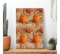 Orange Caramel Wave Wall Art for Living Room Modern Canvas Framed Prints Paintings Artwork for Walls, Minimalist Abstract Art Pictures for Hallway, Office Wall Decor 08x12inch(20x30cm)