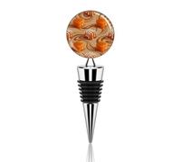 Orange Caramel Wave Wine Bottle Stopper Decorative Vacuum Silicone Wine Stopper with Beautiful Art Glass Reusable Beverage Bottle Sealer Keeps Fresh