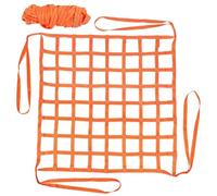 Orange Cargo Lifting Net - Cargo Sling Net, Flat Nylon Sling Hoisting Nets, Strong Load-Bearing Material Handling Straps, Polyester Cargos Lifting Nets(1.5 X 1.5M/Mesh 10cm/Load 300kg)
