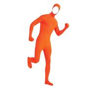 Orange Carnival Costume, Open Face Cosplay Jumpsuit Full Body Suit Tight Women Men Full Body Slenderman Costume, Second Skin, Ideal for Halloween, Carnival & Masquerade Balls, Unisex Adult Costume