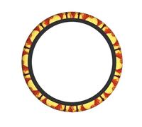 Orange Cartoon Dragon Printed Steering Wheel Cover Elastic Stretch Car Wheel Wrap Breathable Non-Slip Steering Wheel Protector for Car Truck SUV