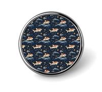 Orange Cartoon Shark Print Enamel Pins for Backpack - Cute Jacket Coat Hat Bags Badge Pins, Funny Unique Novelty Button Pin Women Men Fashion Jewelry Accessories