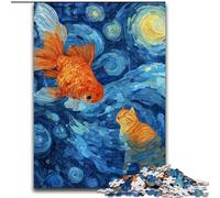 Orange Cat And Goldfish 1000 Piece Jigsaw Puzzle for Adults Teens, Art Interesting Stress Reduction Wishlist with Santa Claus for Age 14 (26x38cm)
