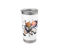 Orange Cat Astronaut Spacewalk Retro Saturn Kitty Stainless Steel Insulated Tumbler