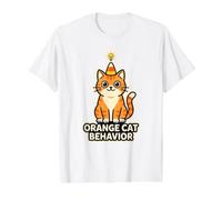 Orange Cat Behavior Patterns Social Behav Personality Traits Value Graphic T-Shirt, Men, White, M