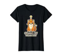 Orange Cat Behavior Patterns Social Behav Personality Traits Value Graphic T-Shirt, Women, Black, L