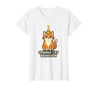 Orange Cat Behavior Patterns Social Behav Personality Traits Value Graphic T-Shirt, Women, White, S