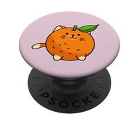 Orange Cat Cute Citrus Feline Pun Art | Fresh Fruit Vibes PopSockets Adhesive PopGrip