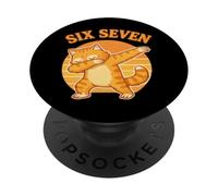 Orange Cat Dabbing Funny 67 Six Seven Meme PopSockets Adhesive PopGrip
