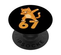 Orange Cat Dabbing Funny 67 Six Seven Meme PopSockets Adhesive PopGrip