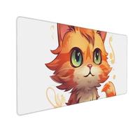 Orange Cat Gaming Mouse Pad, 35.5 x 16 inch Large Extended Computer Keyboard Mouse Mat Pad, Non-Slip Mousepad, Table Protector Blotter Mat,Laptop Desk Mat for Office Home