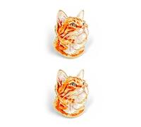 Orange Cat Head Gift Pin Badges, Ginger Cat Design, Orange & Gold-Colour, 2.5 x 2 cm, Set of 2
