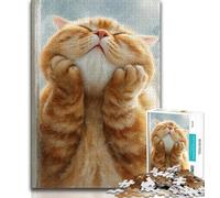Orange Cat Holding Face 1000 Pieces Jigsaw Puzzles For Teens And Adults,Challenging Game Gifts for Is Ideal As A Gift for The Whole Family (50x75cm)
