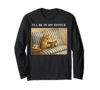 Orange Cat I'll Be in My Office Bookworm Nerd Reader Vintage Long Sleeve T-Shirt