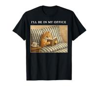 Orange Cat I'll Be in My Office Bookworm Nerd Reader Vintage T-Shirt