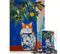 Orange Cat in A Vase Jigsaw Puzzle 1000 Piece for Teenagers Mind Skill Toy Peaceful Fun Design Assembly Unique Gift (38x52cm)