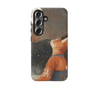 Orange Cat in Traditional Robe Looking at Moon - Matte Tough Case - Compatible with Samsung Galaxy S25