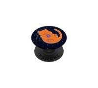 Orange Cat Listening to Music in Space PopSockets Adhesive PopGrip