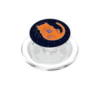 Orange Cat Listening to Music in Space PopSockets PopGrip for MagSafe