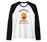 Orange Cat Mom Powered by Coffee One Brain Cell Raglan Baseball Tee