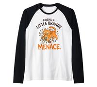Orange Cat Mom Raising A Little Orange Menace Raglan Baseball Tee