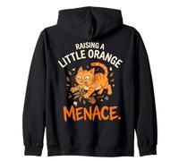 Orange Cat Mom Raising A Little Orange Menace Zip Hoodie