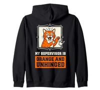 Orange Cat Mom Supervisor Unhinged Ginger Cat Humor Zip Hoodie