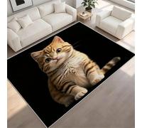 Orange Cat Non-Slip Flannel Rug 180x270 cm Area Rugs 3D Cute Tabby Kitten Soft Low Pile Indoor Carpet Suitable for Bedrooms Studies Living Rooms and Hallways (6x9ft) c-19