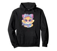 Orange Cat Portrait Cat Lover Graphic Pink Glasses Blue Pullover Hoodie