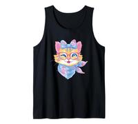 Orange Cat Portrait Cat Lover Graphic Pink Glasses Blue Tank Top