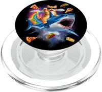 Orange Cat Riding Shark Pizza Taco Rainbow Space Funny PopSockets PopGrip for MagSafe