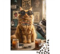 Orange Cat Scientist Puzzle 1000 Piece Jigsaw Puzzle Paper Jigsaw Puzzle for Adults Workshop Scene Focus Family Relax Home Gift 70x50cm/1000pcs