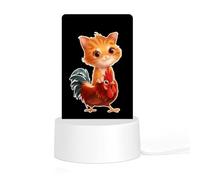 Orange Cat Sitting on A Rooster Acrylic Night Light Personalised Nightlight Bedside Lamp for Friends Ladies