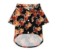 Orange Cat Sitting on A Rooster Hawaii Shirt Print Dog Clothes T-Shirt Beach for Puppy Cat M