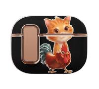 Orange Cat Sitting on A Rooster Headphone Case Compatible with Airpod Pro 2 Protective Cover Cute Hard Case