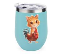 Orange Cat Sitting on A Rooster Tumbler with Lid Travel Coffee Mug Wine Tea Cup for Women and Men