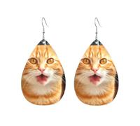 Orange Cat Sticking Out Tongue Acrylic Hoop Earrings For Women Teardrop Dangle Earrings Lightweight Fashion Jewelry Gifts Outfits Accessories For Women Ladies