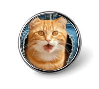 Orange Cat Sticking Out Tongue Button Pin Round Alloy Lapel Pins Badges Novelty Funny Enamel Pins Button Lapel Personalized Pinback Button Badges Cute Brooche Pin for Backpacks Jackets Bags
