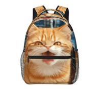 Orange Cat Sticking Out Tongue Cute Backpack Waterproof Lightweight Casual Backpack One Size Daypack Travel Laptop Bag For Men Women