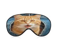 Orange Cat Sticking Out Tongue Eye Mask for Sleeping Soft Breathable Sleep Mask with Adjustable Strap Light Blocking Night Eye Cover Comfortable Night Blindfold Eyeshade Sleep Shade Cover for Travel