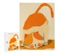 Orange Cat Stretching Adult Puzzle, 500 PCS, Relaxing Jigsaw Activity, A Satisfying Project for Experienced Puzzlers, for Family Fun