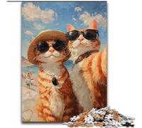 Orange Cat Taking Selfie Adult Puzzles 1000 Pieces, Toys Educational Games Stress Relieving Secret Santa Gifts for And Age 14 (50x75cm)