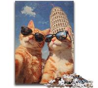 Orange Cat Taking Selfie Jigsaw Puzzles 1000 Pieces for Adults Teens,Help The Brain Exercise Addictive Toys to Cultivate Patience A Work of Art (50X75cm)