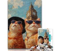 Orange Cat Taking Selfie Puzzles 1000 Pieces for Adults,Challenging To Complete But Fun And Humorous Unique Home Decor And Gifts 50x75cm