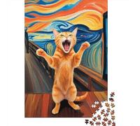 Orange Cat The Scream 1000 Piece Puzzle for Adults Relaxing Gift, 70x50cm/1000pcs