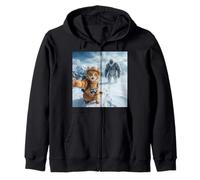 Orange Cat Traveler Yeti Mountain Selfie Cryptozoology Gift Zip Hoodie