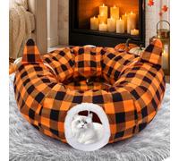 Orange Cat Tunnel with Halloween Tree Skirt | Cat Cave Included, Indoor & Outdoor Use, Small Animals, Holiday Decoration, Interactive Play